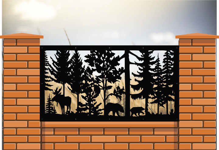 Decorative Rustic Panel- Moose and Bear in Forest Scene