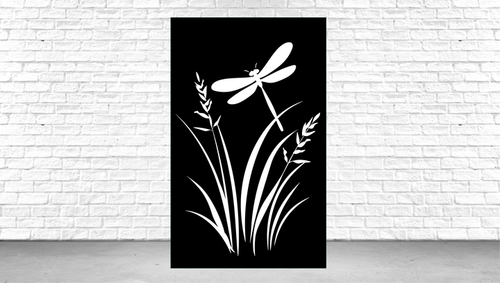 Decorative Panel, Indoor & Outdoor - Dragonfly and Grass
