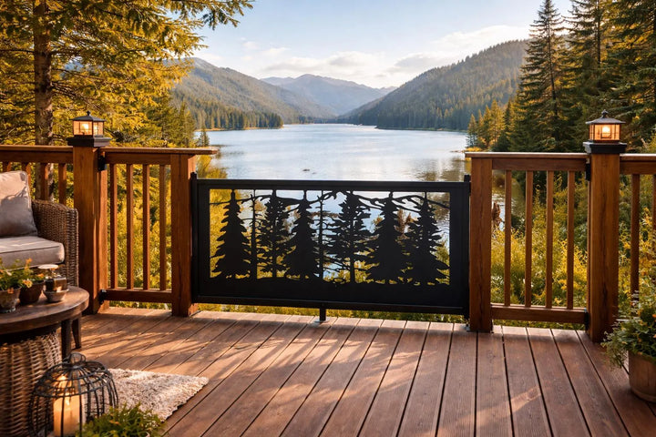 Forest Railing Scene Decorative Rustic Railings- Forest and Mountain Scene- MCD – FabriPlas ...