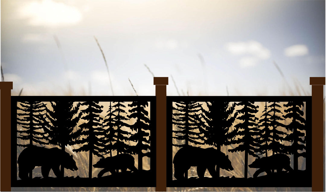 Decorative Rustic Railings Wildlife Metal Panel - Wooded Walk