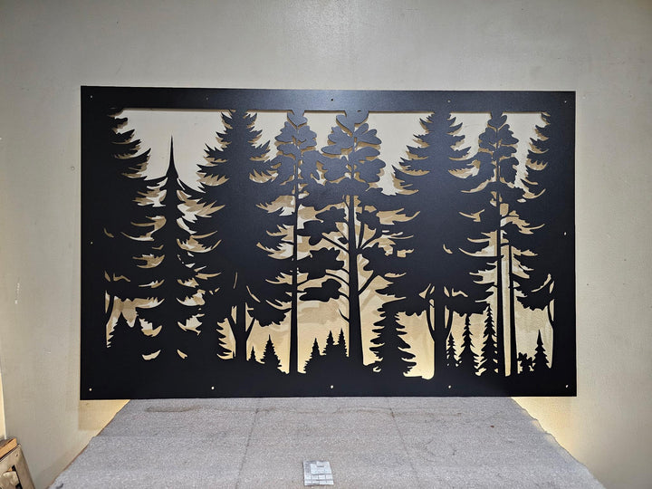 Decorative Tree Metal Panel and Railing Insert- Woodland Pine Canopies