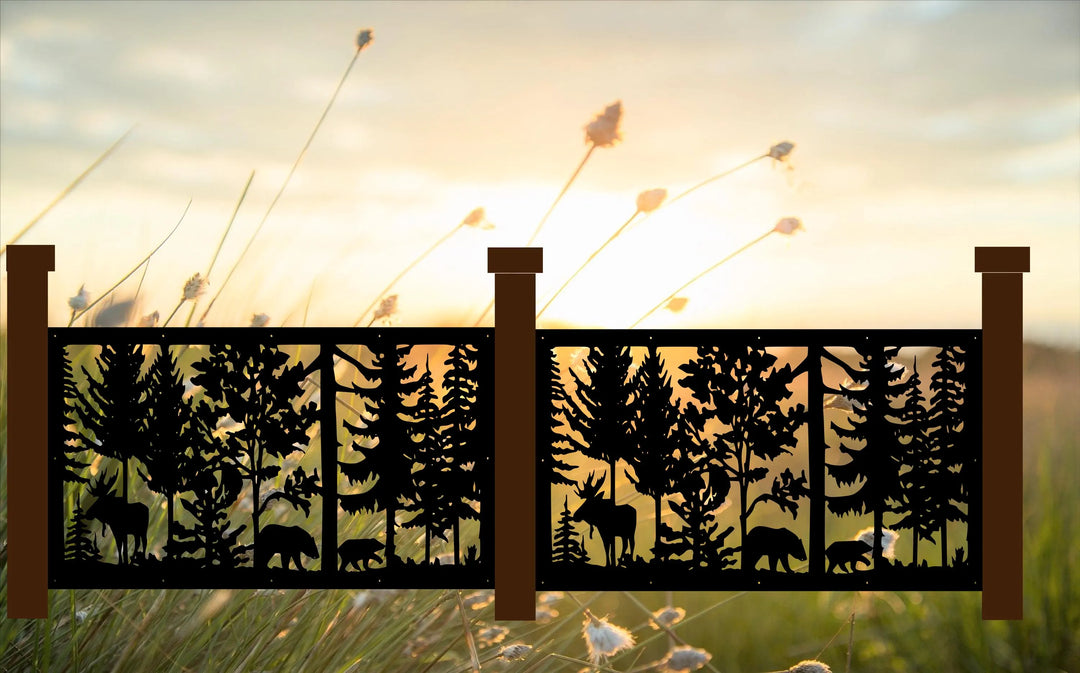 Decorative Rustic Panel- Moose and Bear in Forest Scene