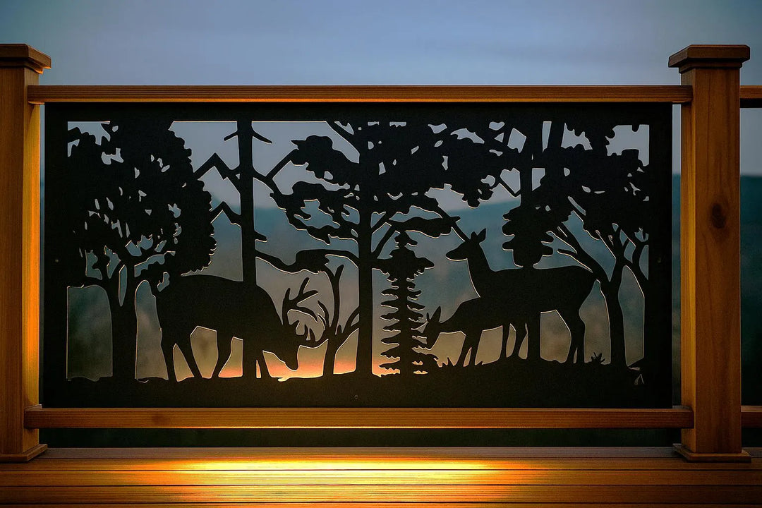 Decorative Metal Panel- Buck, Doe, Fawn Scene 1
