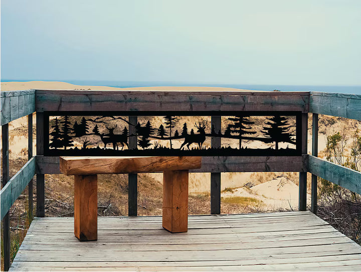 Fence Topper- Deer Forest Scene