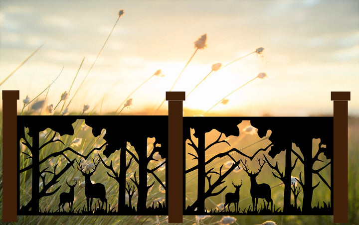 Decorative Rustic Fencing, Deck Panels - Deer In Woods