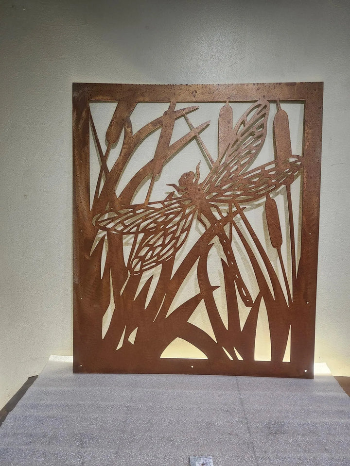 Decorative Panel, Indoor & Outdoor - Dragonfly and Cattails