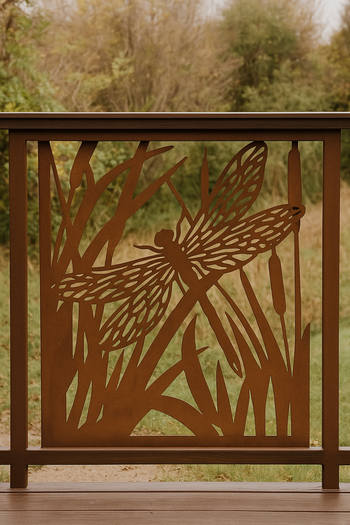Decorative Panel, Indoor & Outdoor - Dragonfly and Cattails
