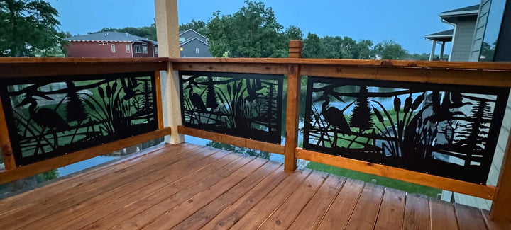 Decorative Metal Panel Insert- Heron and Two Flying Ducks In