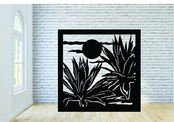 Desert Theme Metal Panel- Agave Plants (PUA38)