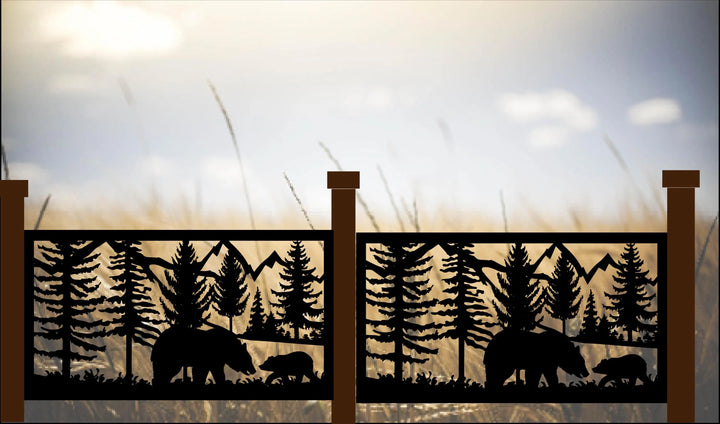 Decorative Metal Panel Instert-Bear, Cub, & Mountains
