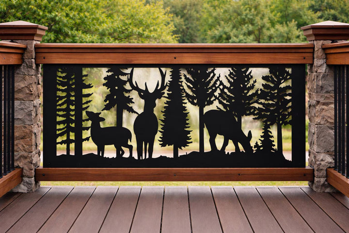 Decorative Wildlife Railings- Wildlife Scenery with Two Doe's and Buck Scene2