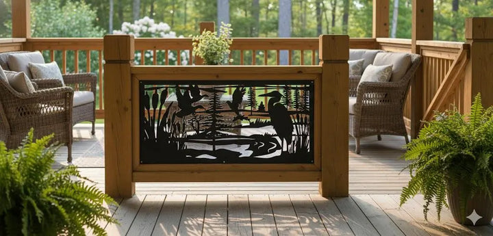 Decorative Metal Panel Insert- Lakeside Heron Wildlife Marsh