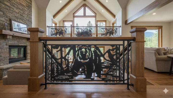 Rustic Bear and Mountains Willdlife Panel Art