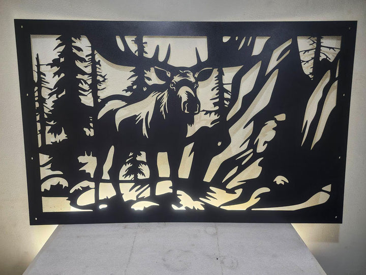Decorative Rustic Panel- Moose Scene 1