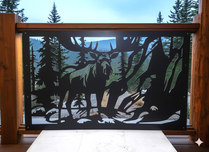 Decorative Rustic Panel- Moose Scene 1