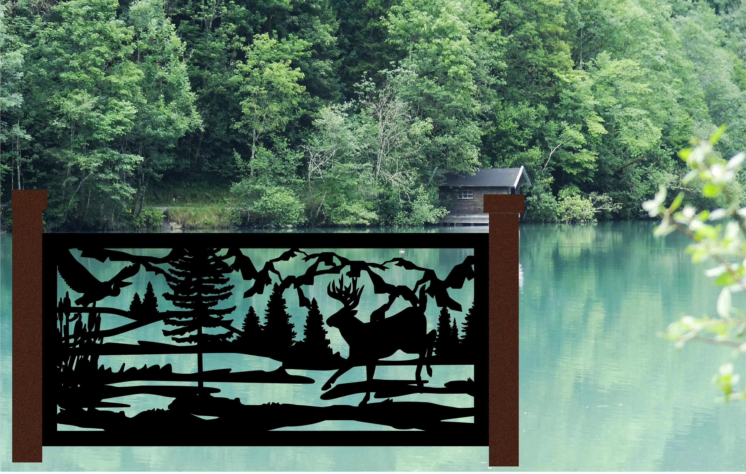 Decorative Rustic Railings- Wildlife Scene In Mountains – FabriPlas Metal