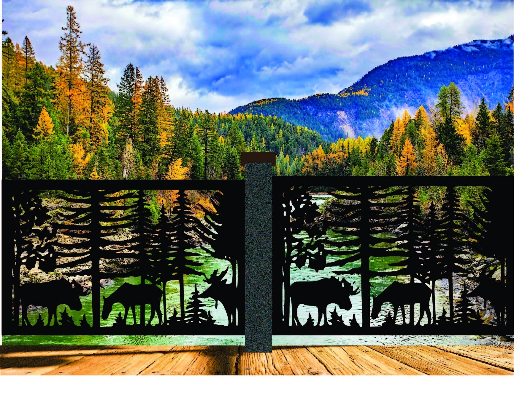 Rustic Metal Panel Inserts- Three Moose in Forest – FabriPlas Metal