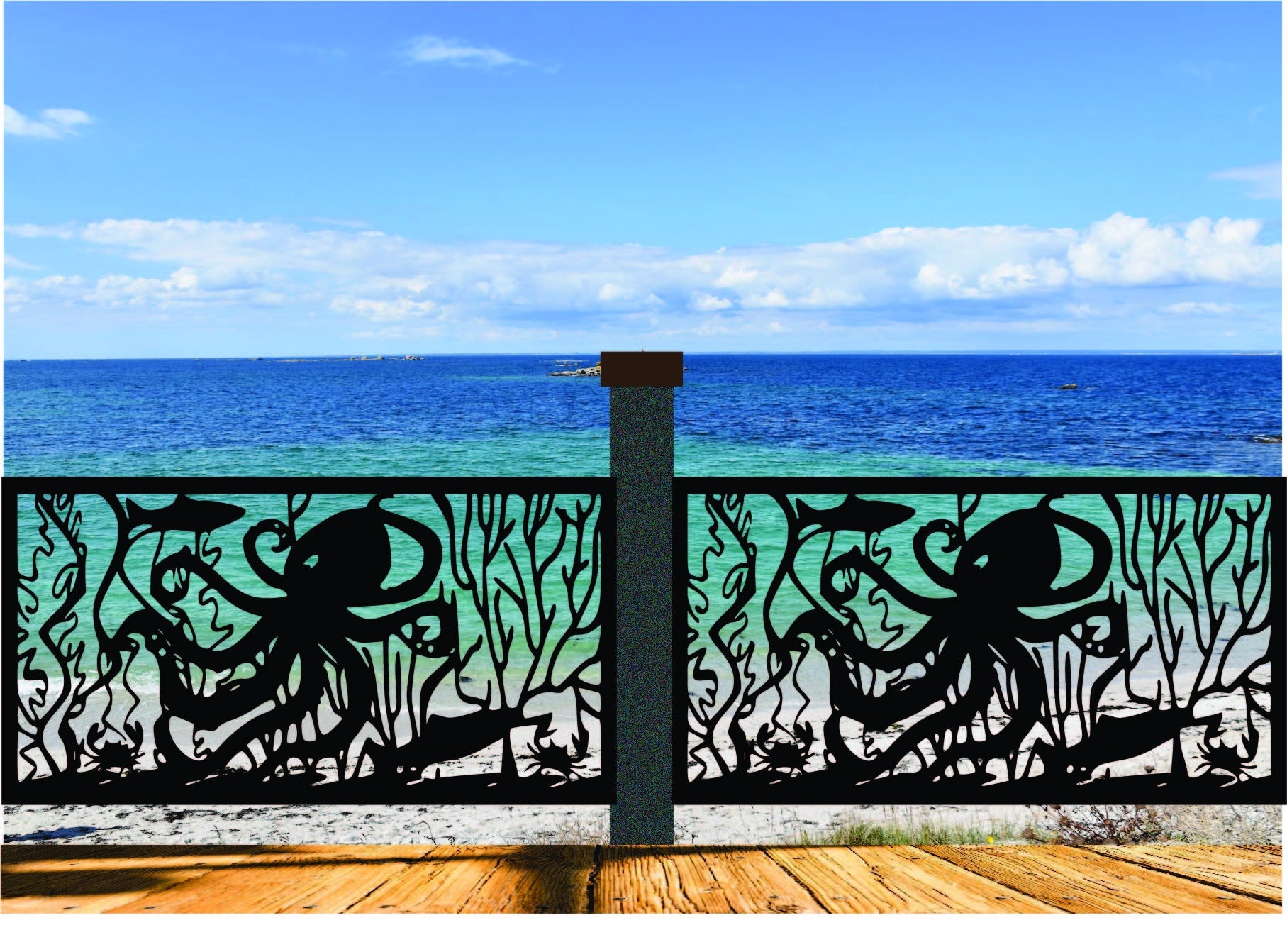 Turtle Panel Railing Decorative Coastal Railings- Octopus Panel – FabriPlas Metal