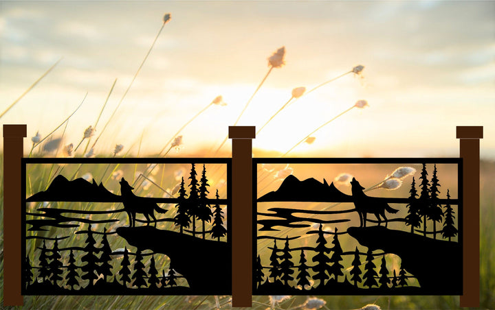 Rustic Wildlife Scene Panel Art With Lone Wolf