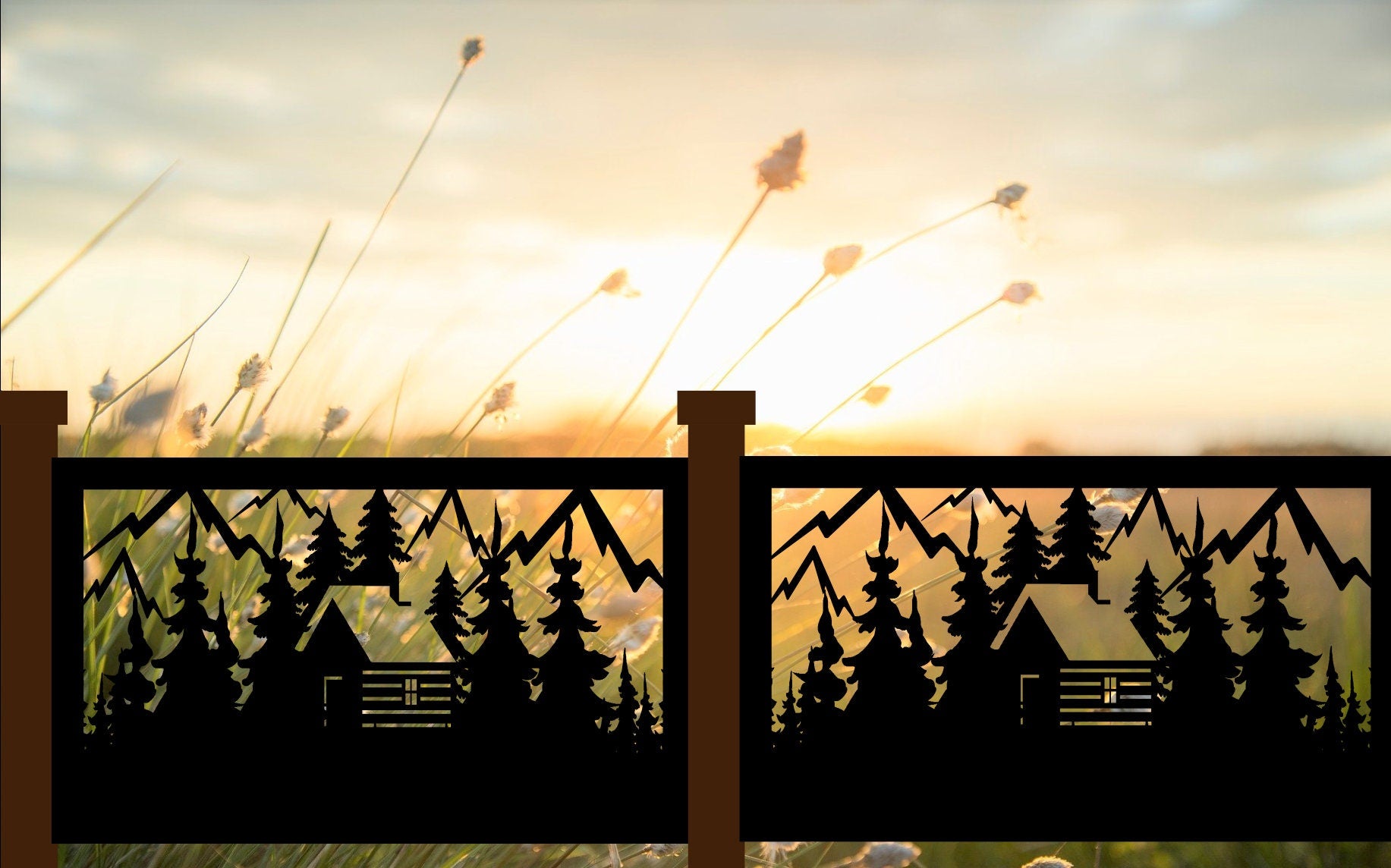 Mountain Railing Panels Decorative Rustic Railings- Cabin And Mountains – FabriPlas Metal