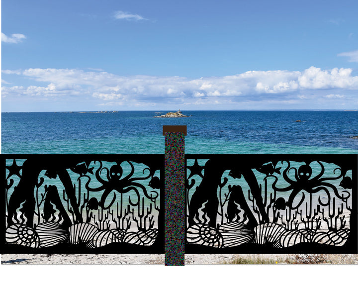 Decorative Coastal Railing Insert - Octopus & Corals LVP2