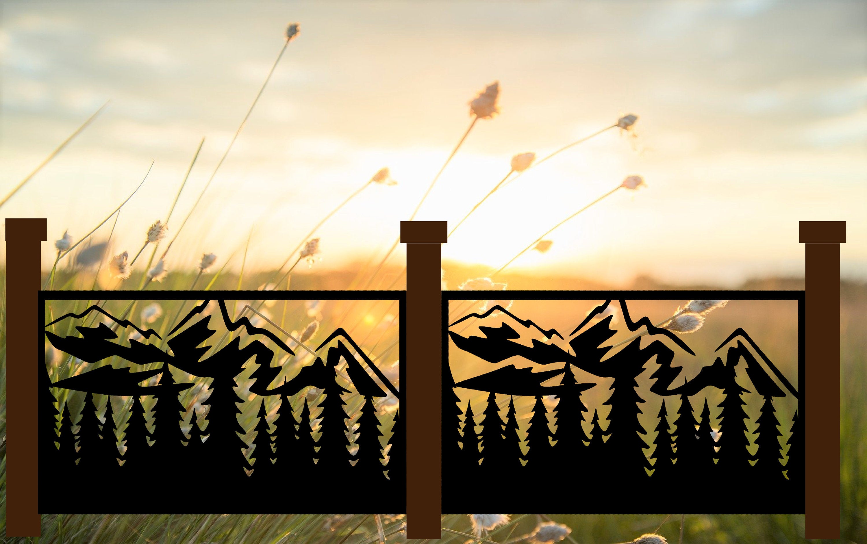 Metal Panel Insert - Mountains & Fir Trees - PUA – FabriPlas Metal
