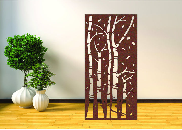 Metal Panel - Falling Birch Leaves MPD3